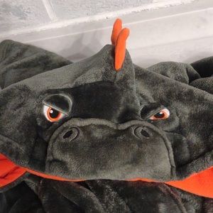 Wonder Nation Boy's Dark Green and Orange Dinosaur Crocodile Bath Robe Size XXL